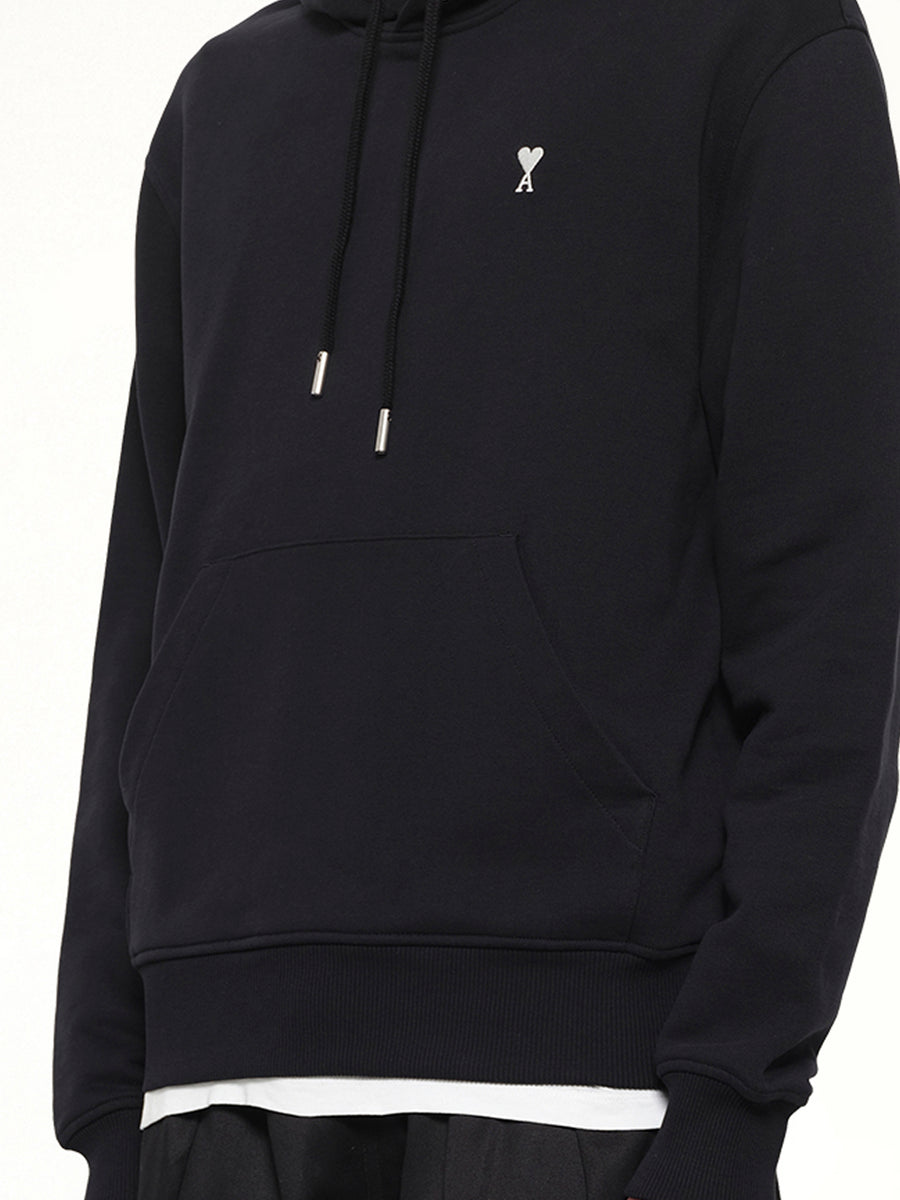 Contrasted Ami De Coeur Hoodie in Black