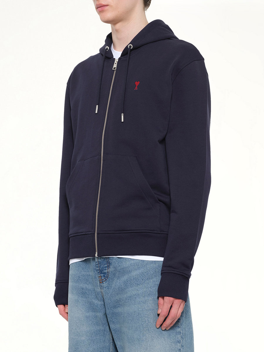 Ami De Coeur Zip Hoodie in Navy/Red