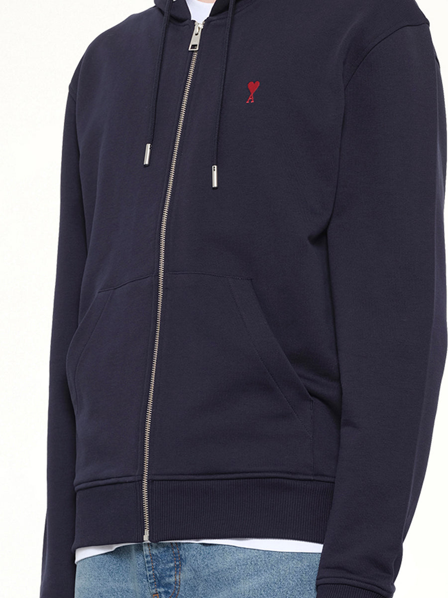 Ami De Coeur Zip Hoodie in Navy/Red