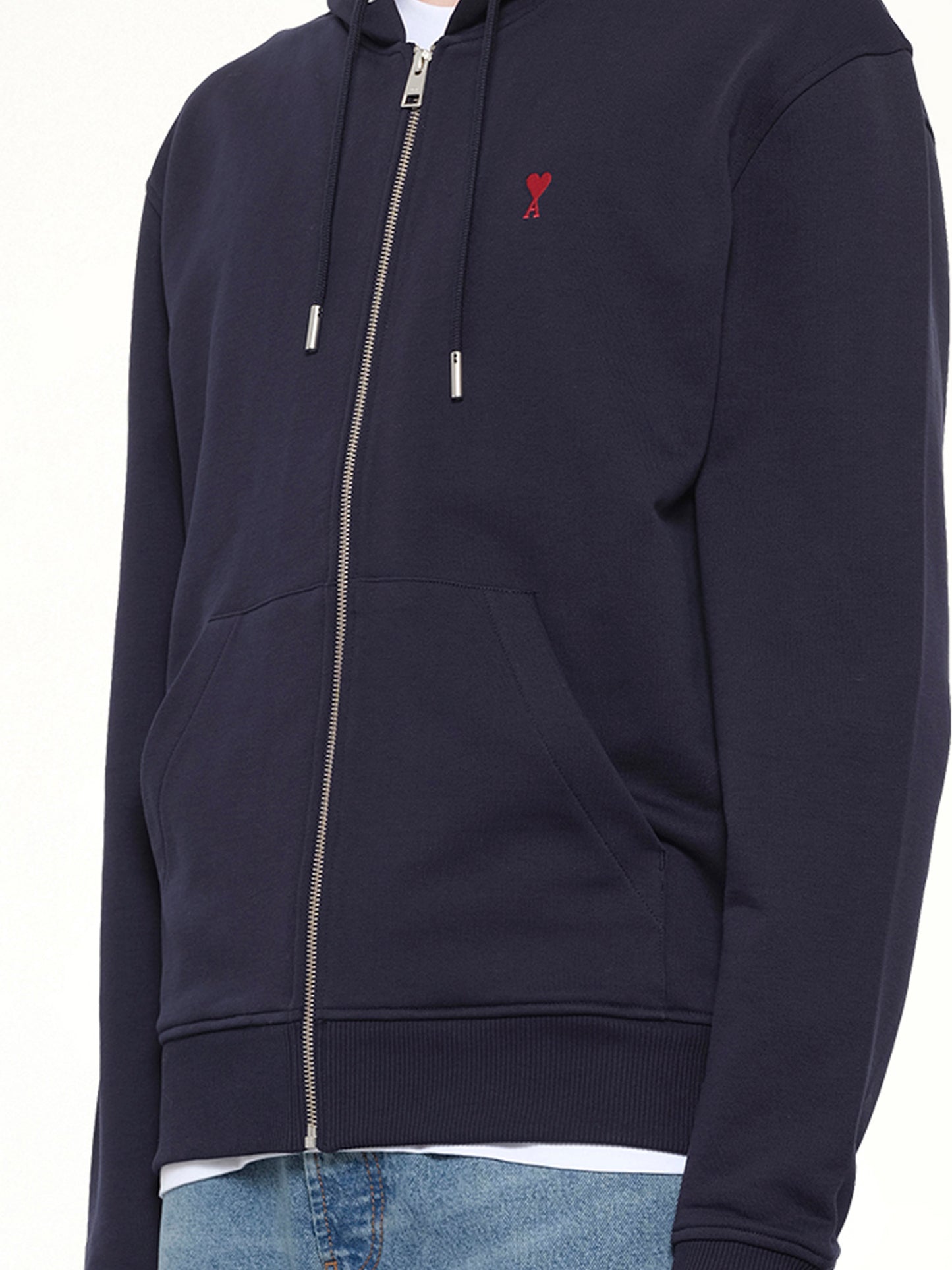 Red Ami De Coeur Zip Hoodie in Navy