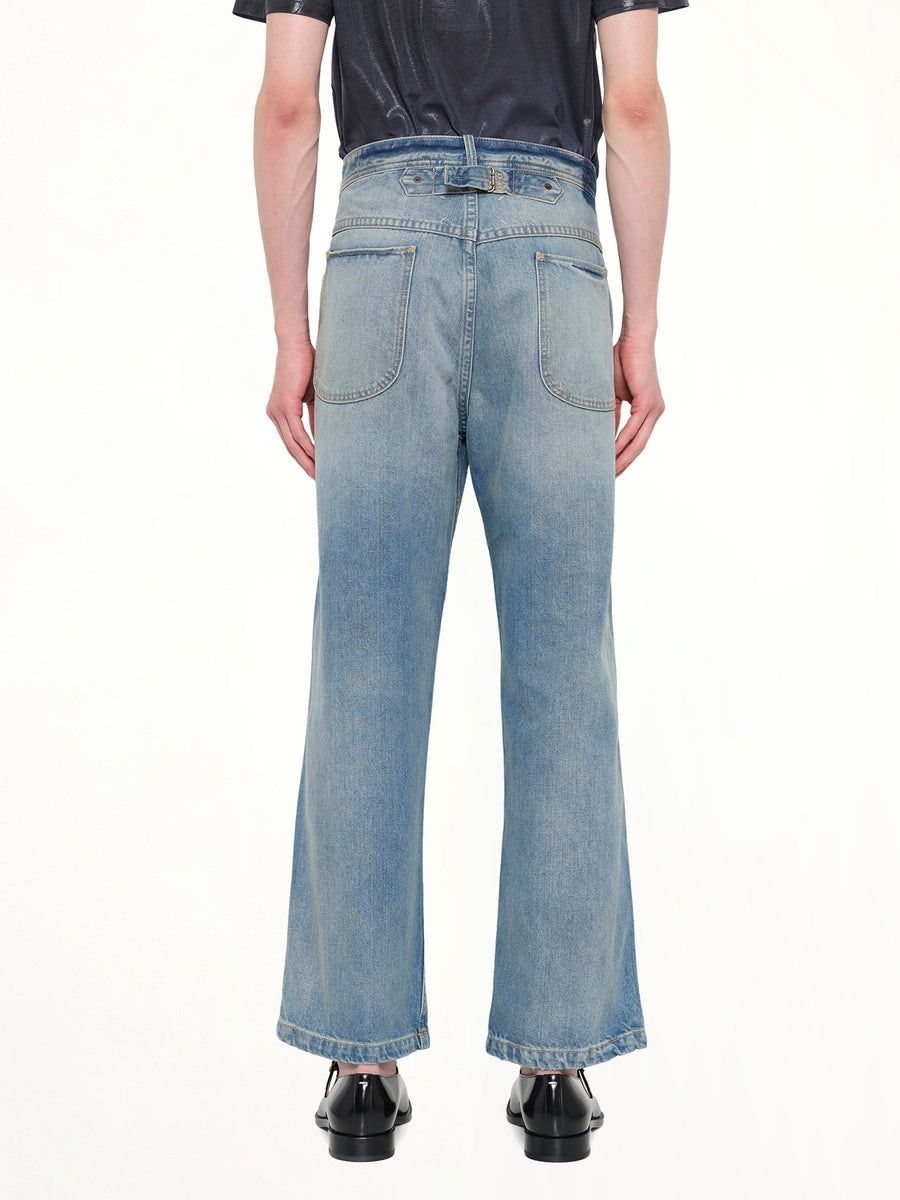 Cropped Denim Jeans in Washed Blue