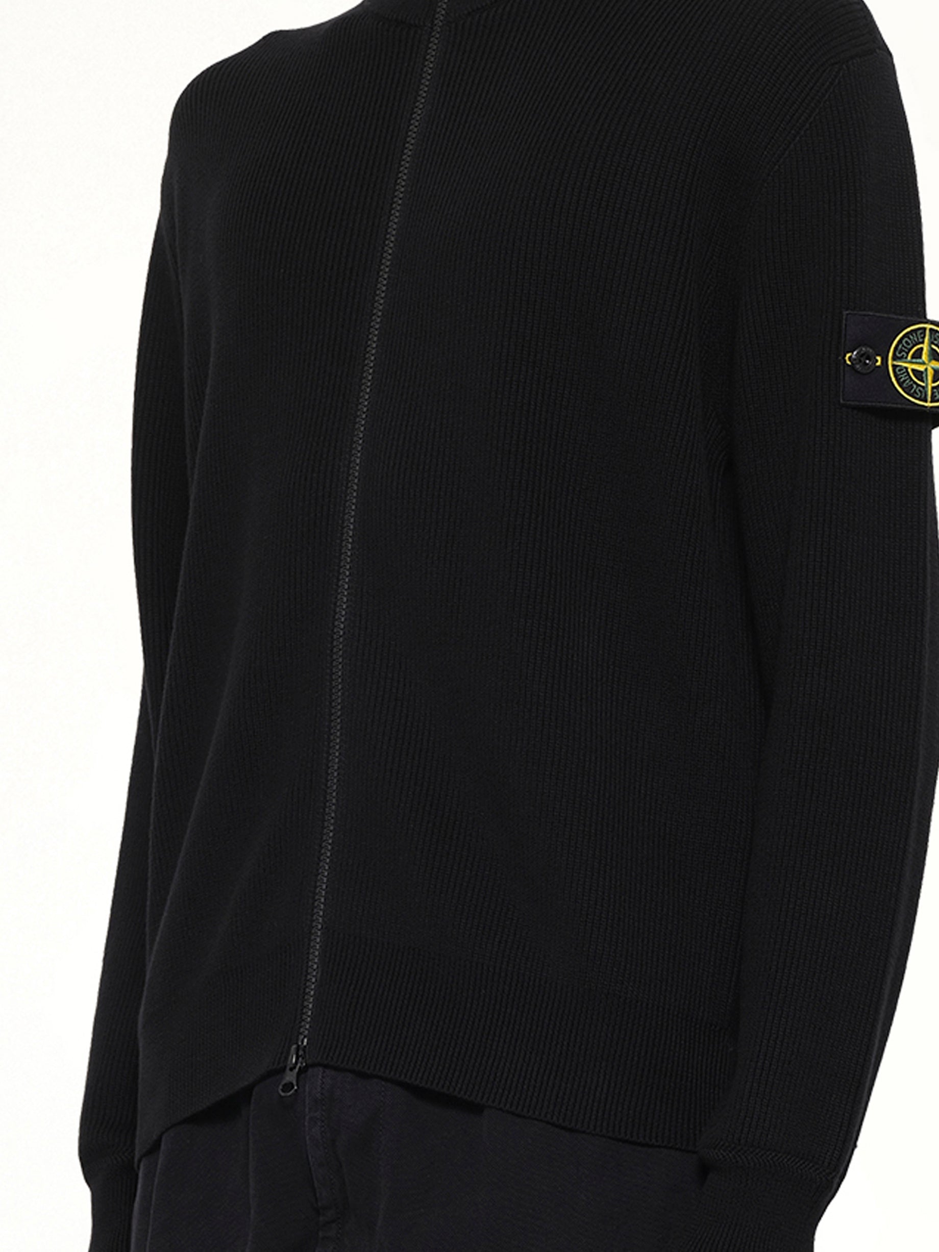 5100126 Ribbed Cotton Zip-Up Jumper in Black