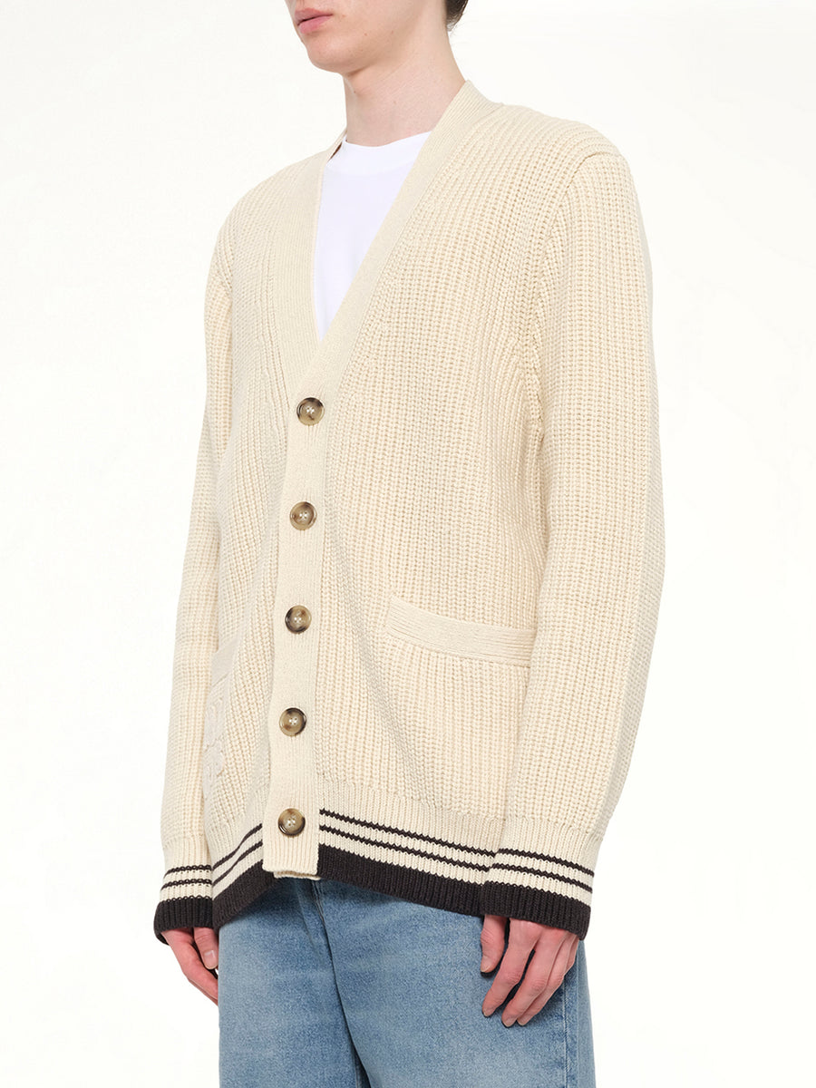 Cardigan with ADC and Ami Paris Patch in Off White