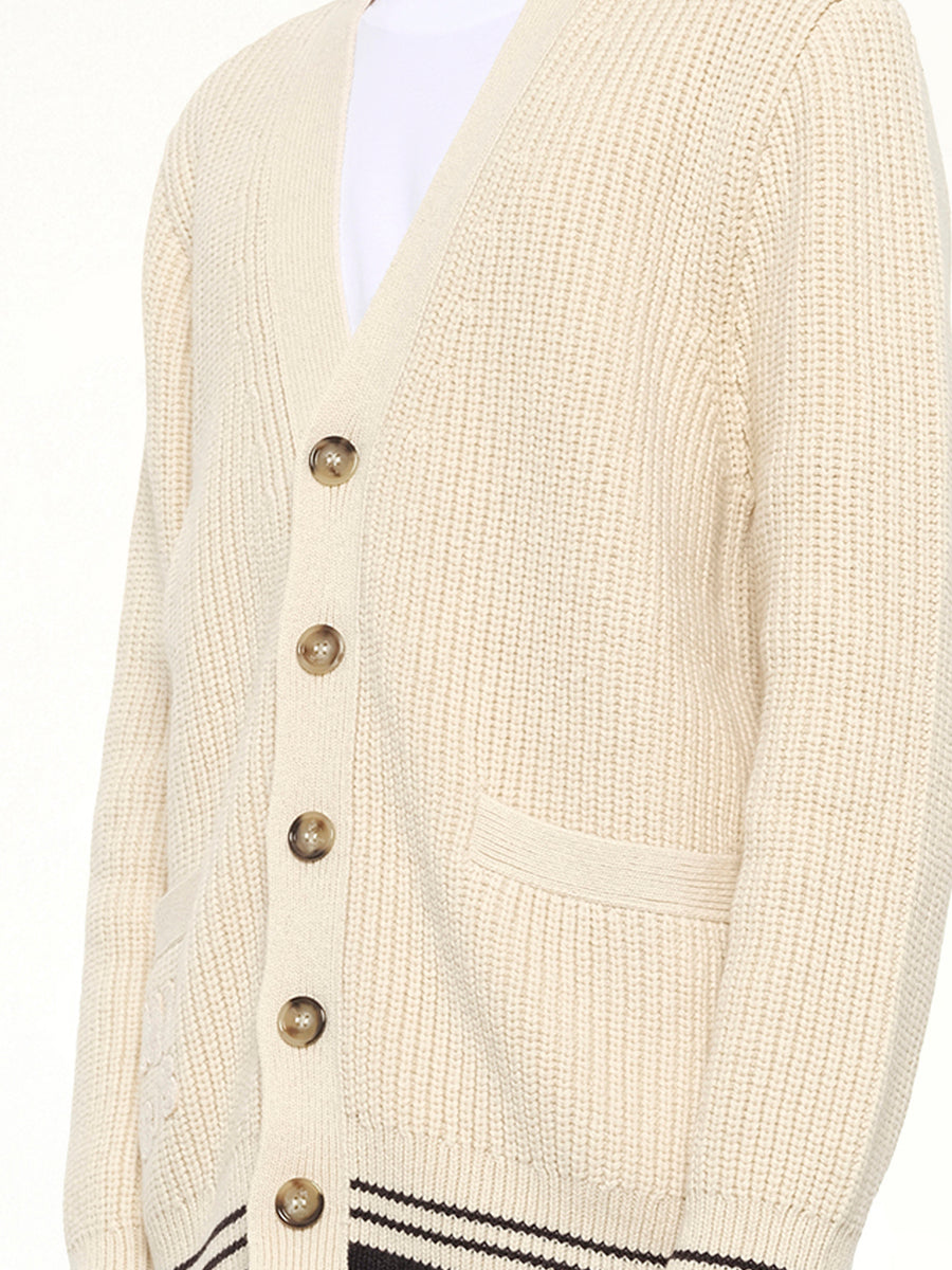 Cardigan with ADC and Ami Paris Patch in Off White