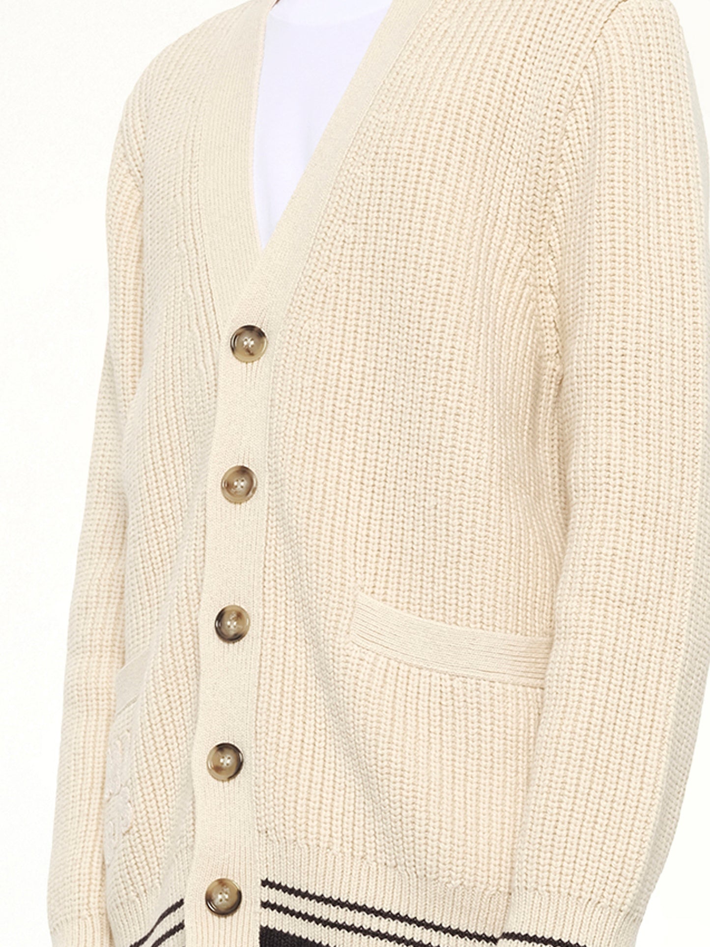 Cardigan with ADC and Ami Paris Patch in Cream