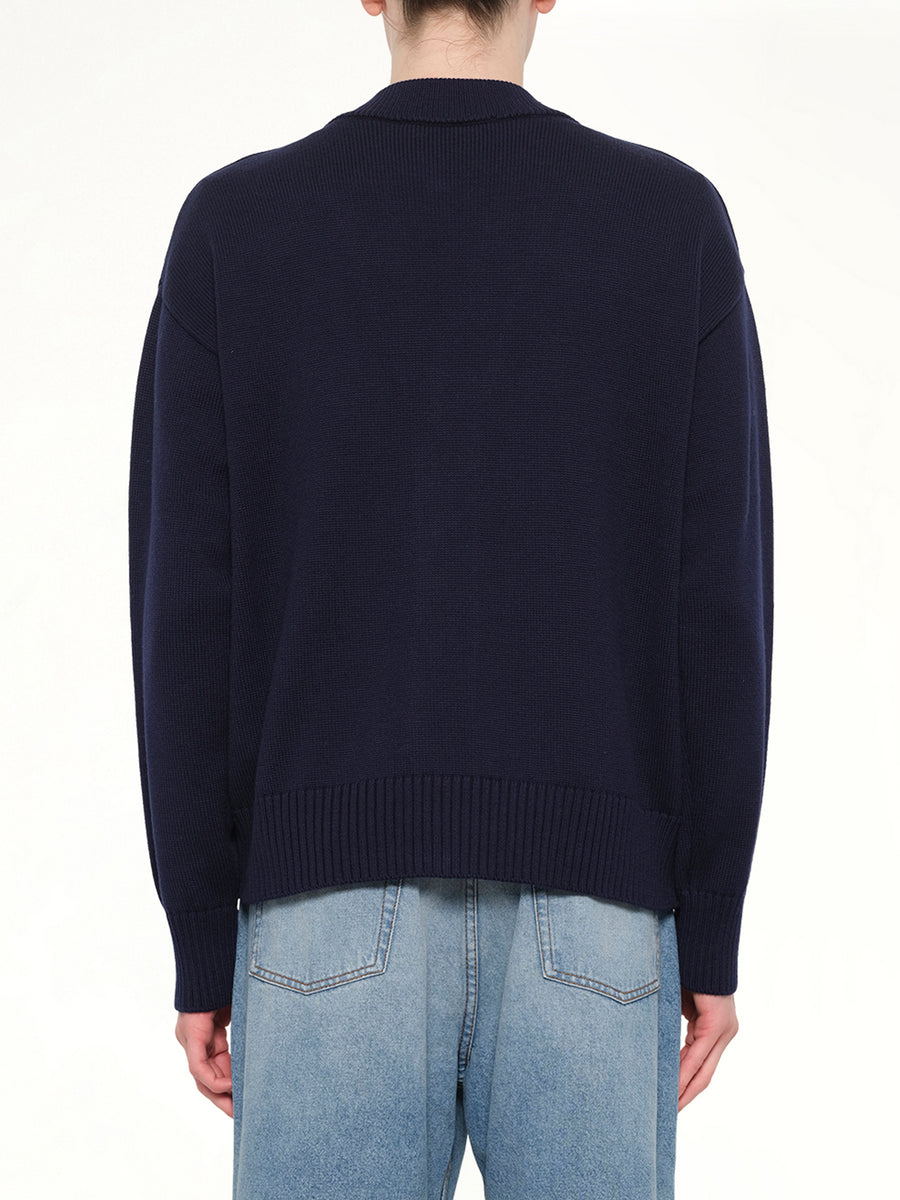 Contrasted Ami De Coeur Cardigan in Navy