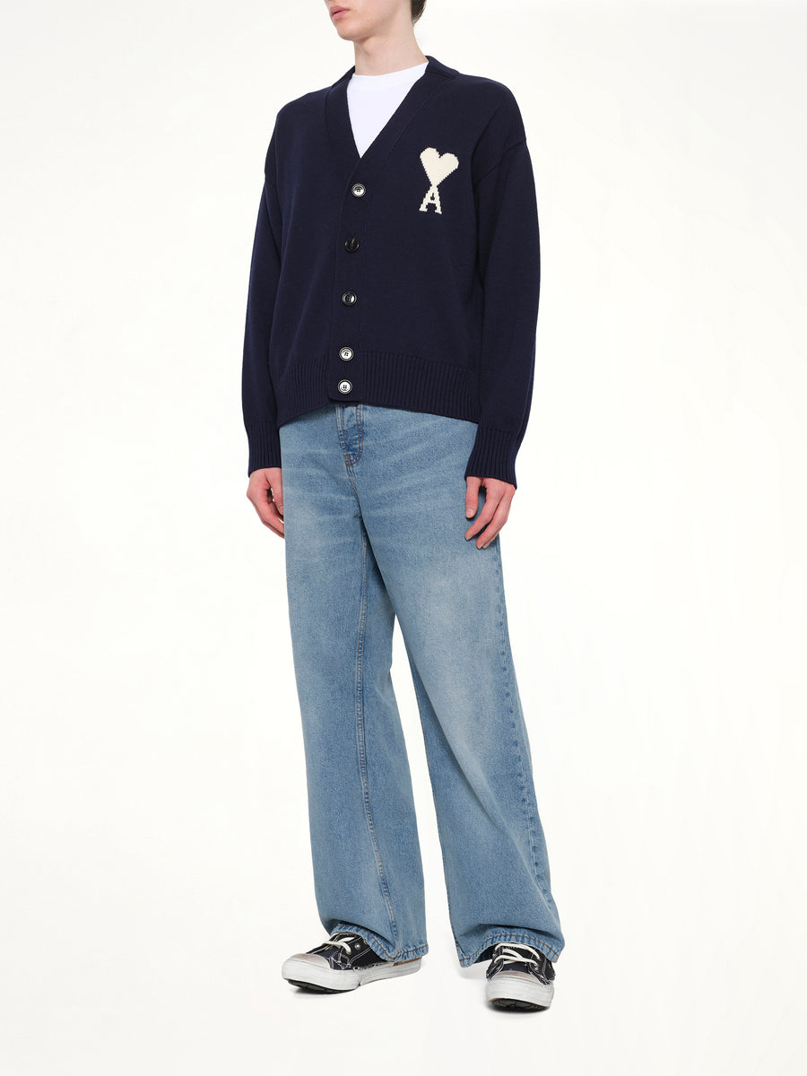 Contrasted Ami De Coeur Cardigan in Navy