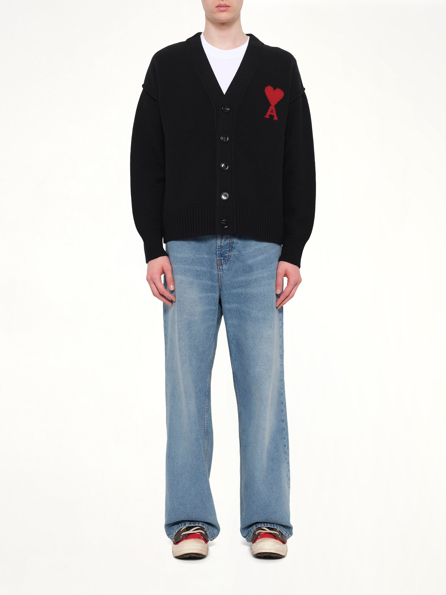 Red Ami De Coeur Cardigan in Black