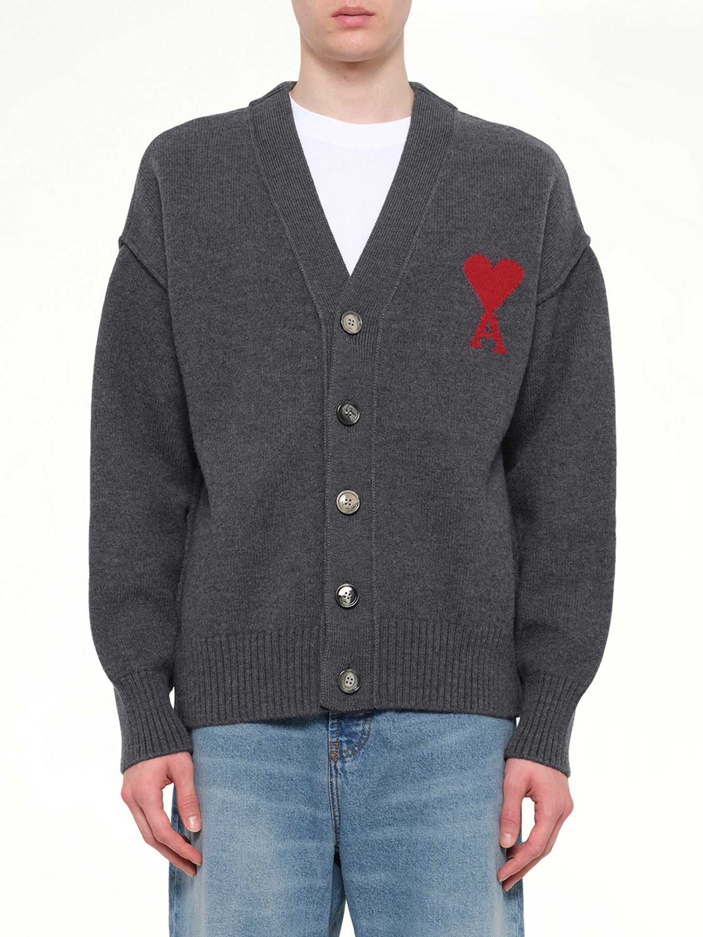 Red Ami De Coeur Cardigan in Grey