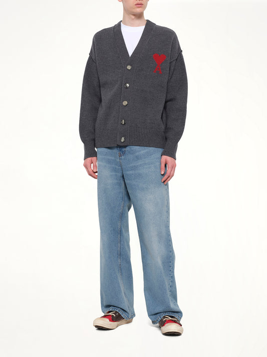 Red Ami De Coeur Cardigan in Grey