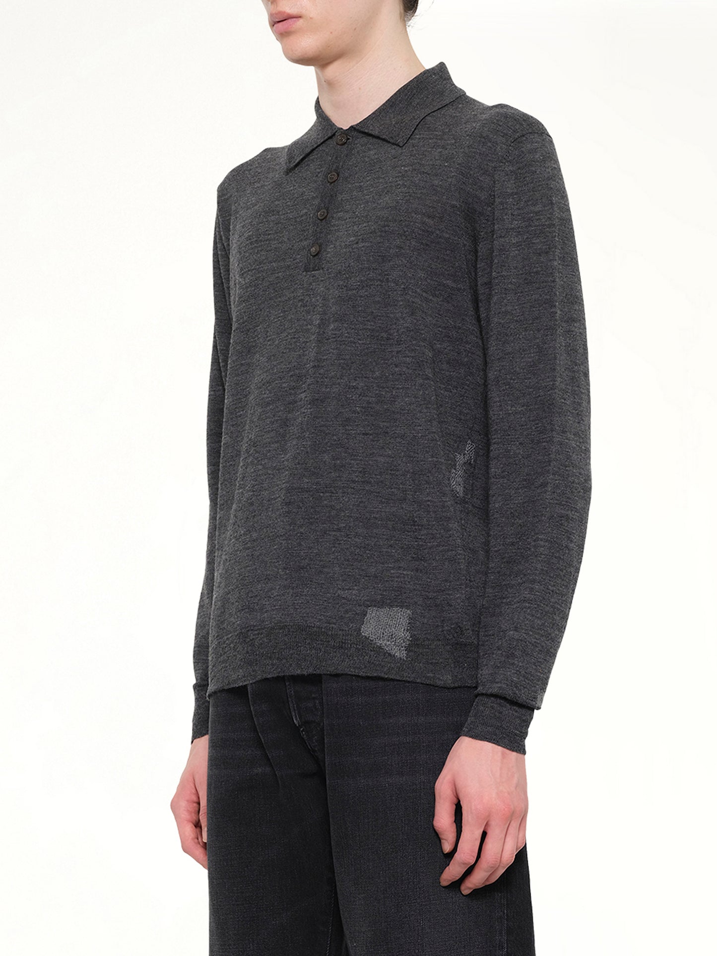 Knit Polo in Medium Grey