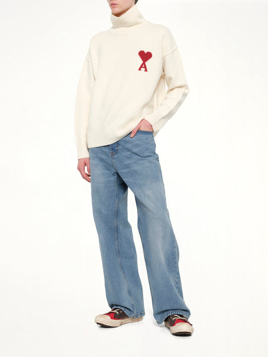 Contrasted ADC Funnel Neck Sweater in Cream