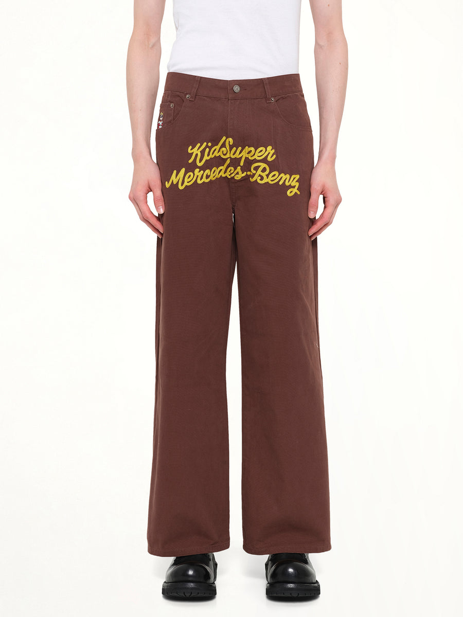 Kidsuper X Mercedes Benz Work Pants in Brown