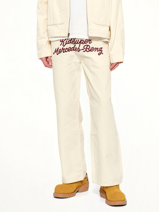 Kidsuper X Mercedes Benz Work Pants in Cream