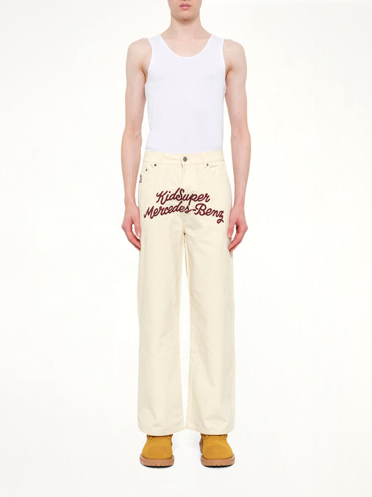 Kidsuper X Mercedes Benz Work Pants in Cream