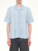 블루 체크 니트 셔츠