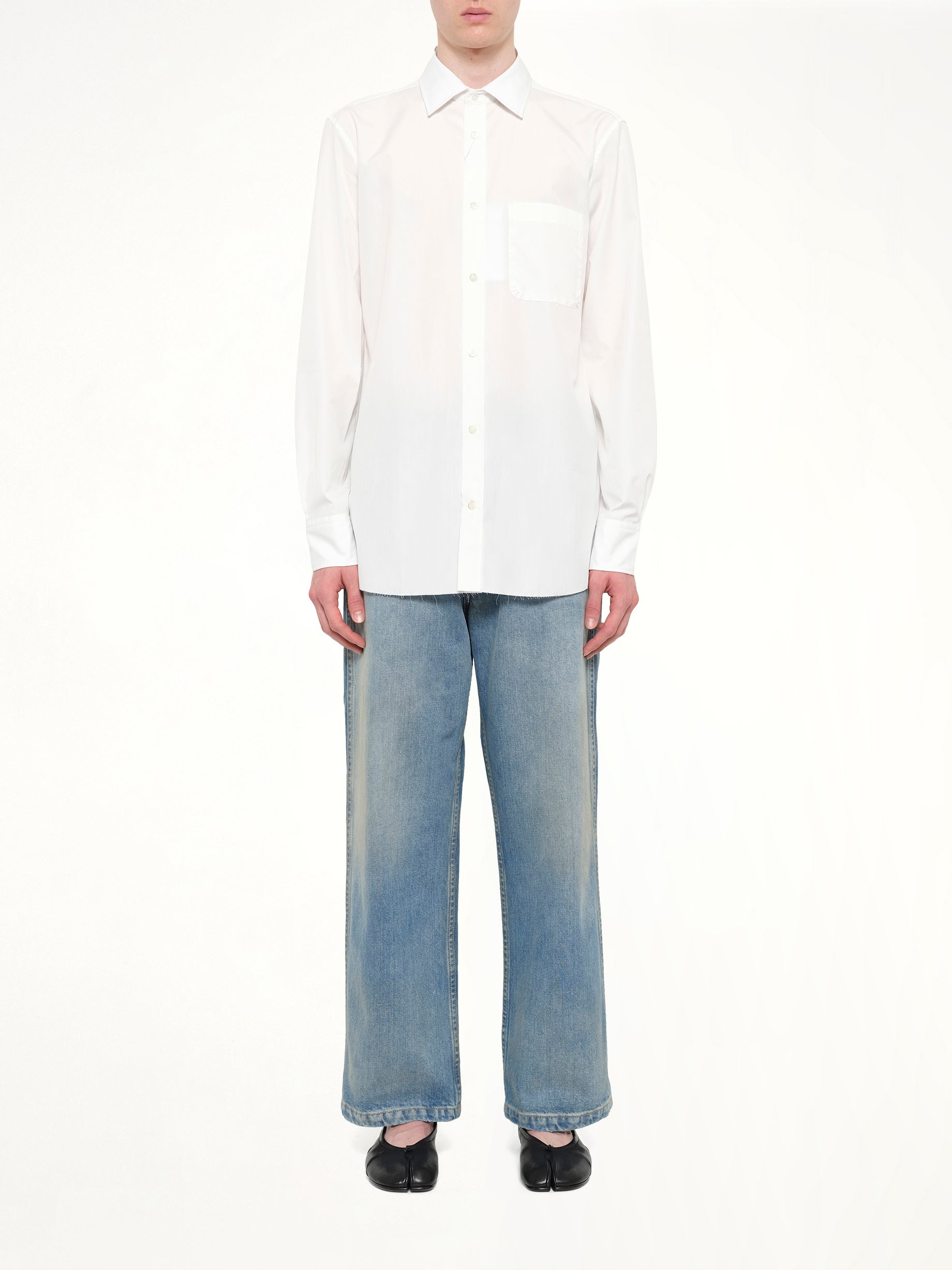 MAISON MARGIELA Long Sleeve Shirt in Off White Model View from MARAIS