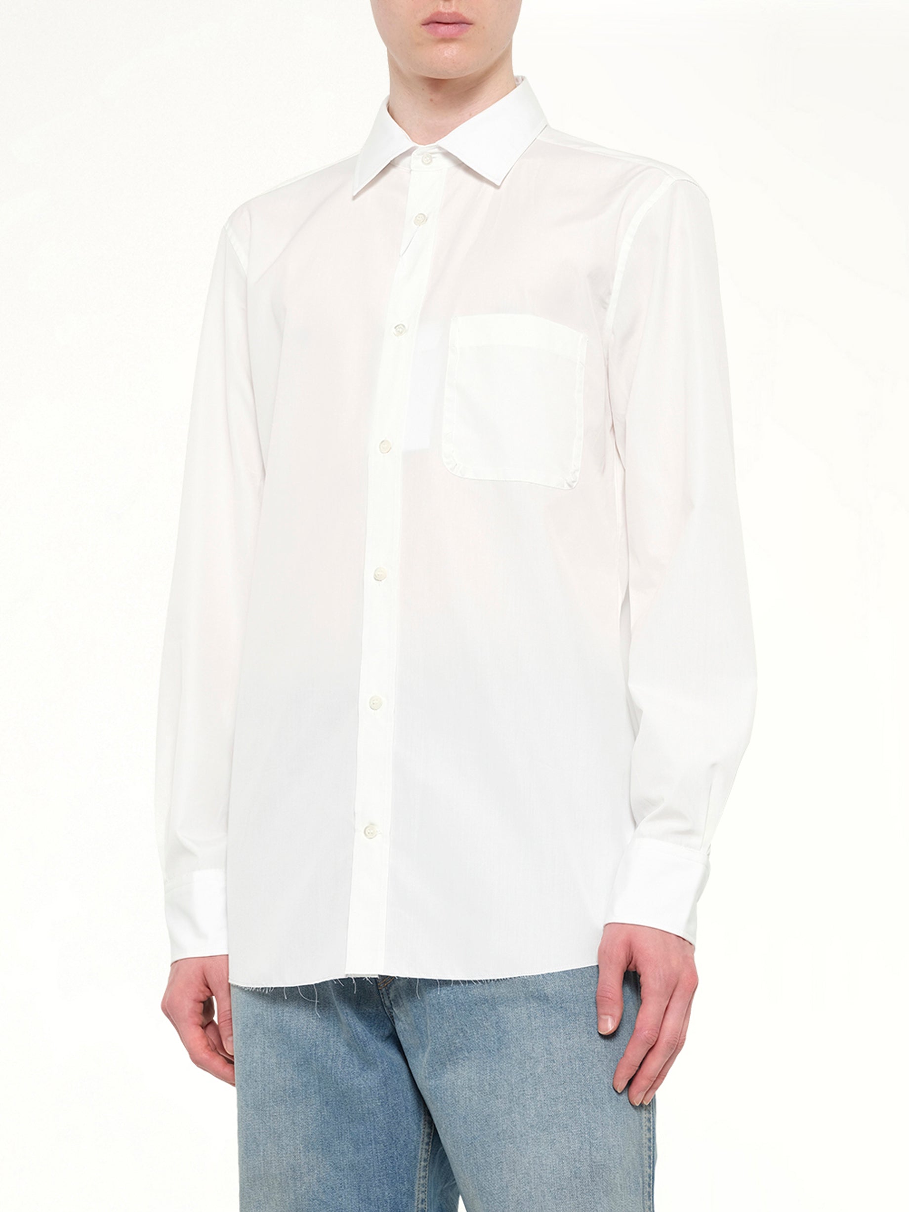 MAISON MARGIELA Long Sleeve Shirt in Off White Detail Shot from MARAIS