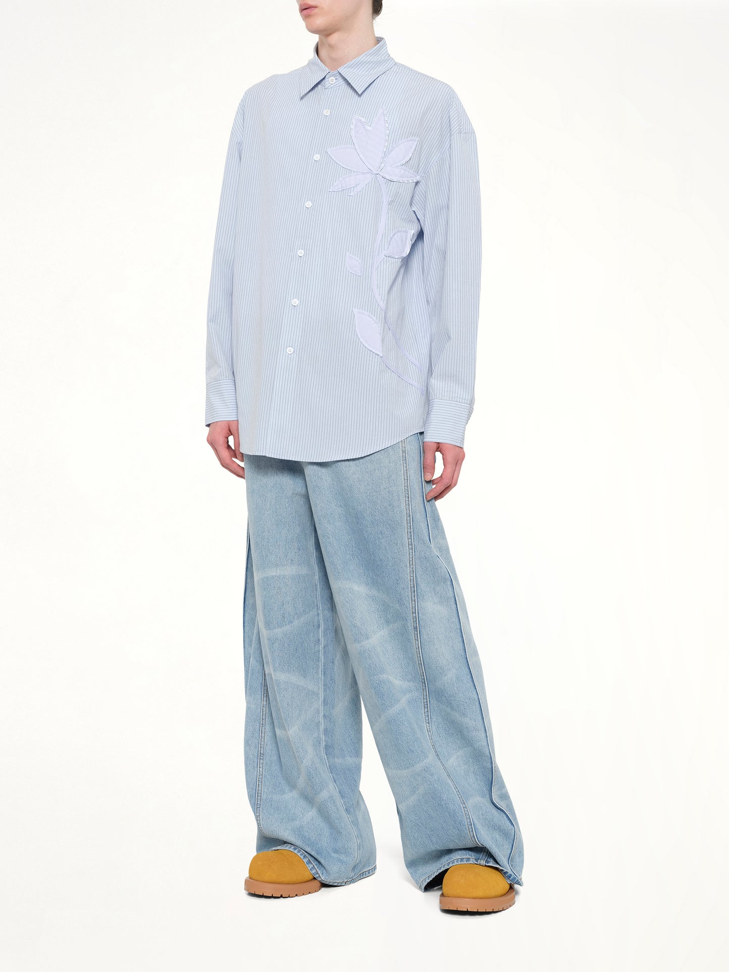 Plants Patched Shirt in Blue Stripe