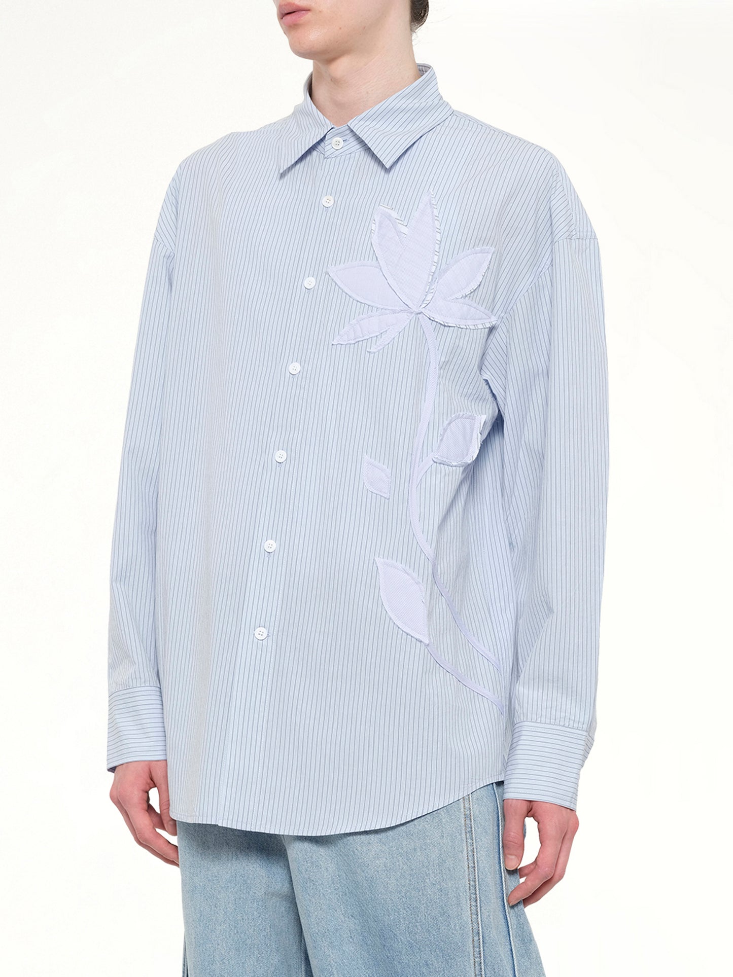Plants Patched Shirt in Blue Stripe