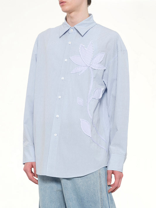 Plants Patched Shirt in Blue Stripe