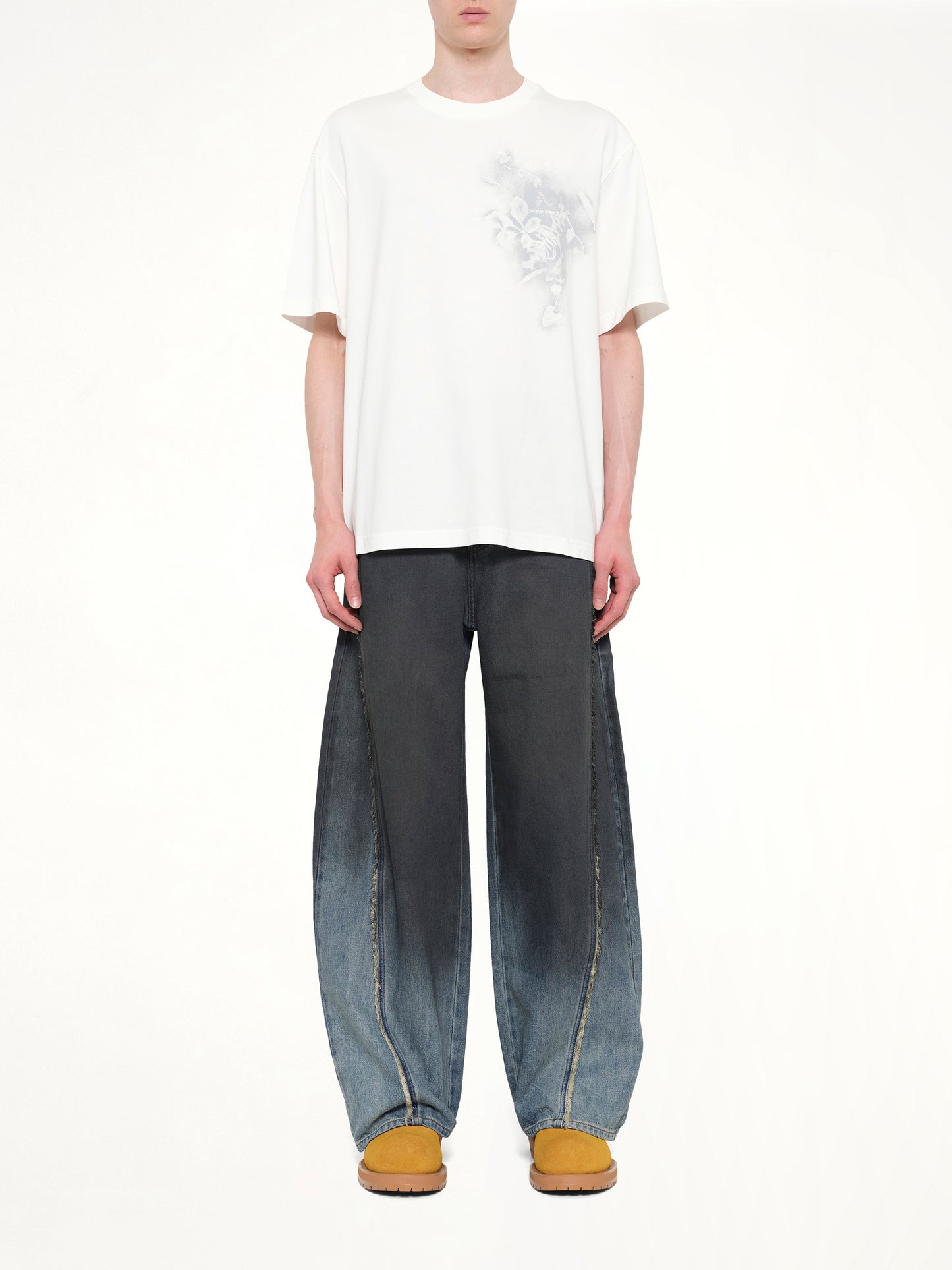 Spray Painted Plants Dye T-Shirt in White