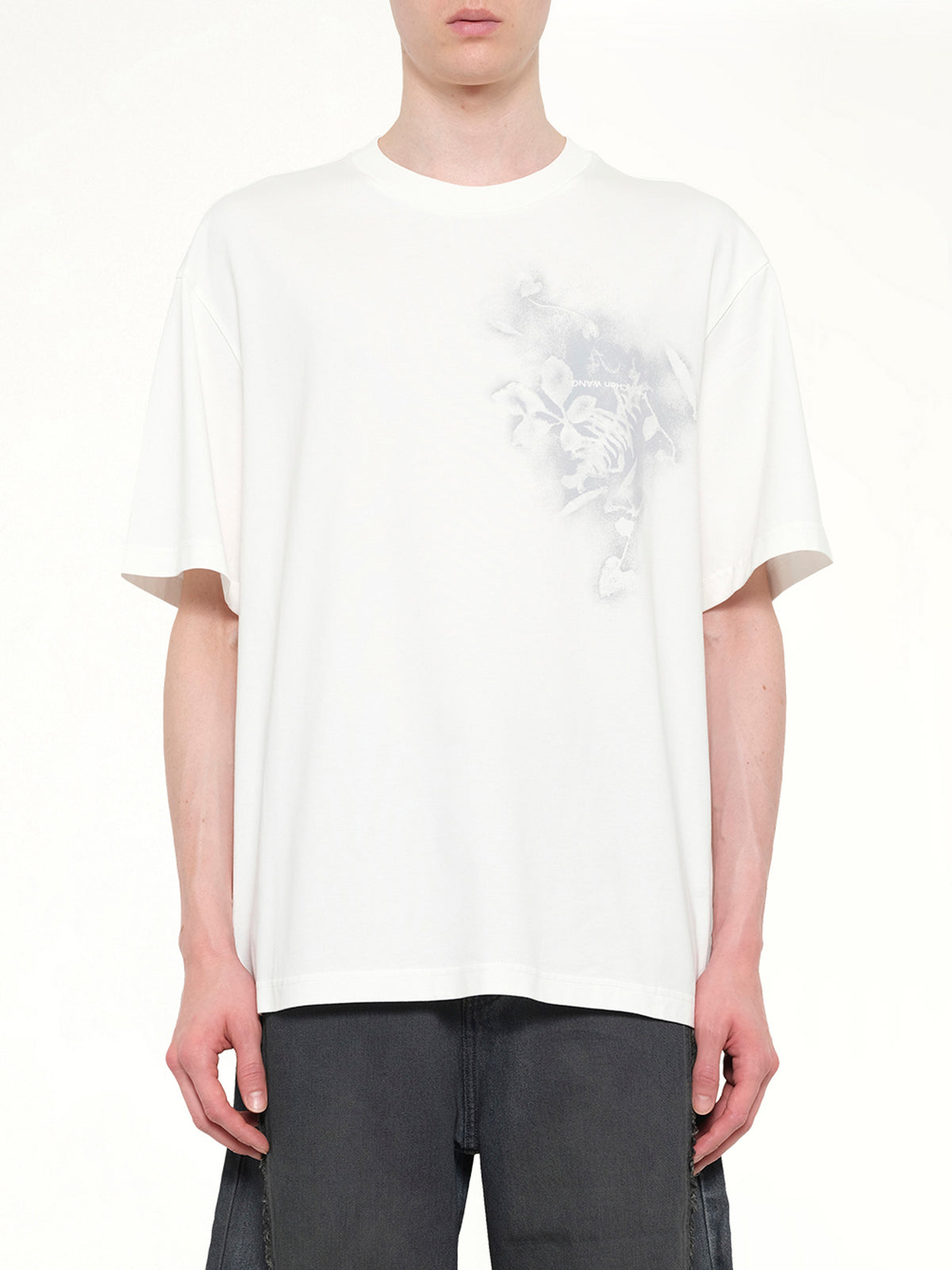 Spray Painted Plants Dye T-Shirt in White
