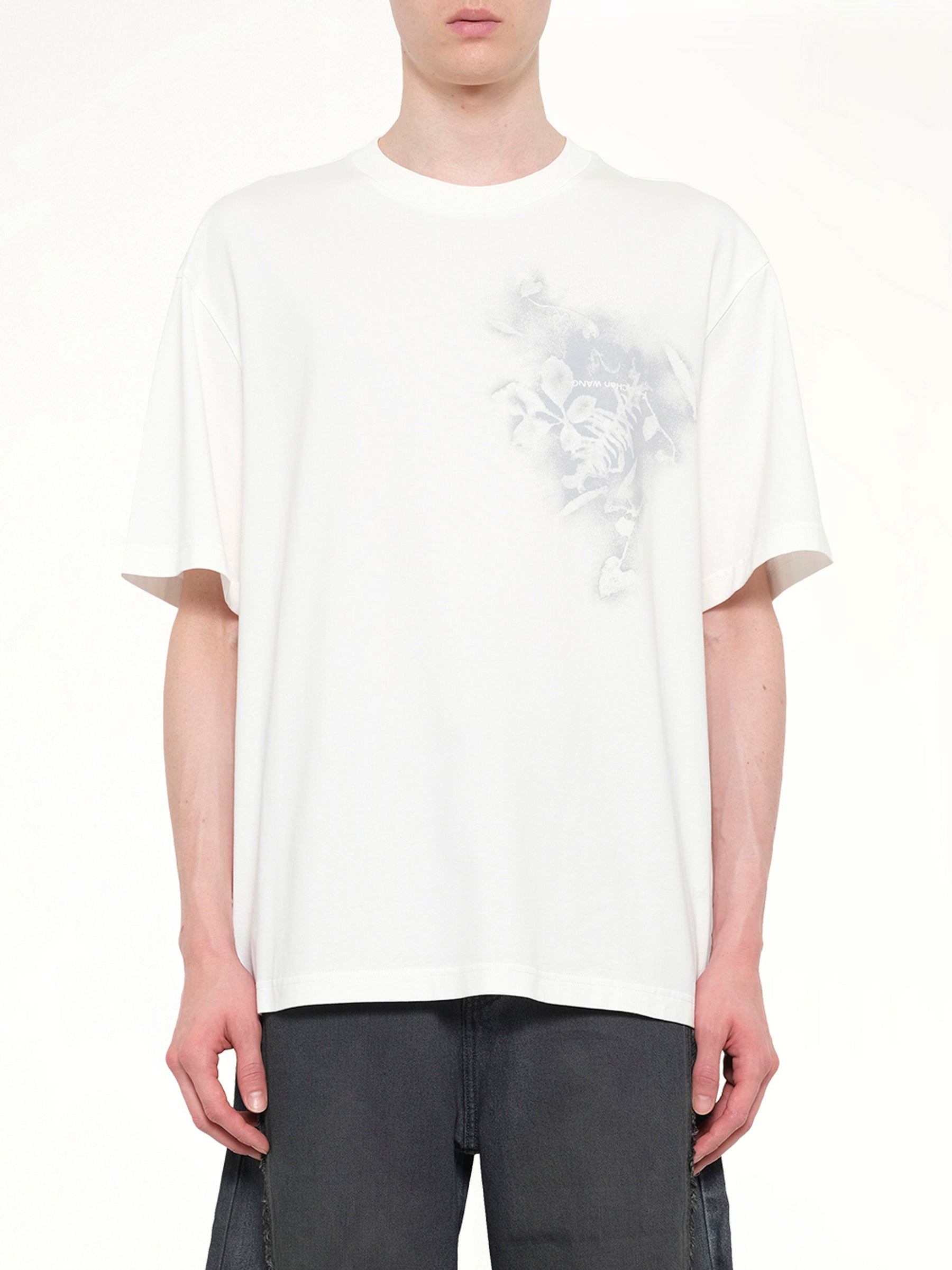 Spray Painted Plants Dye T-Shirt in White