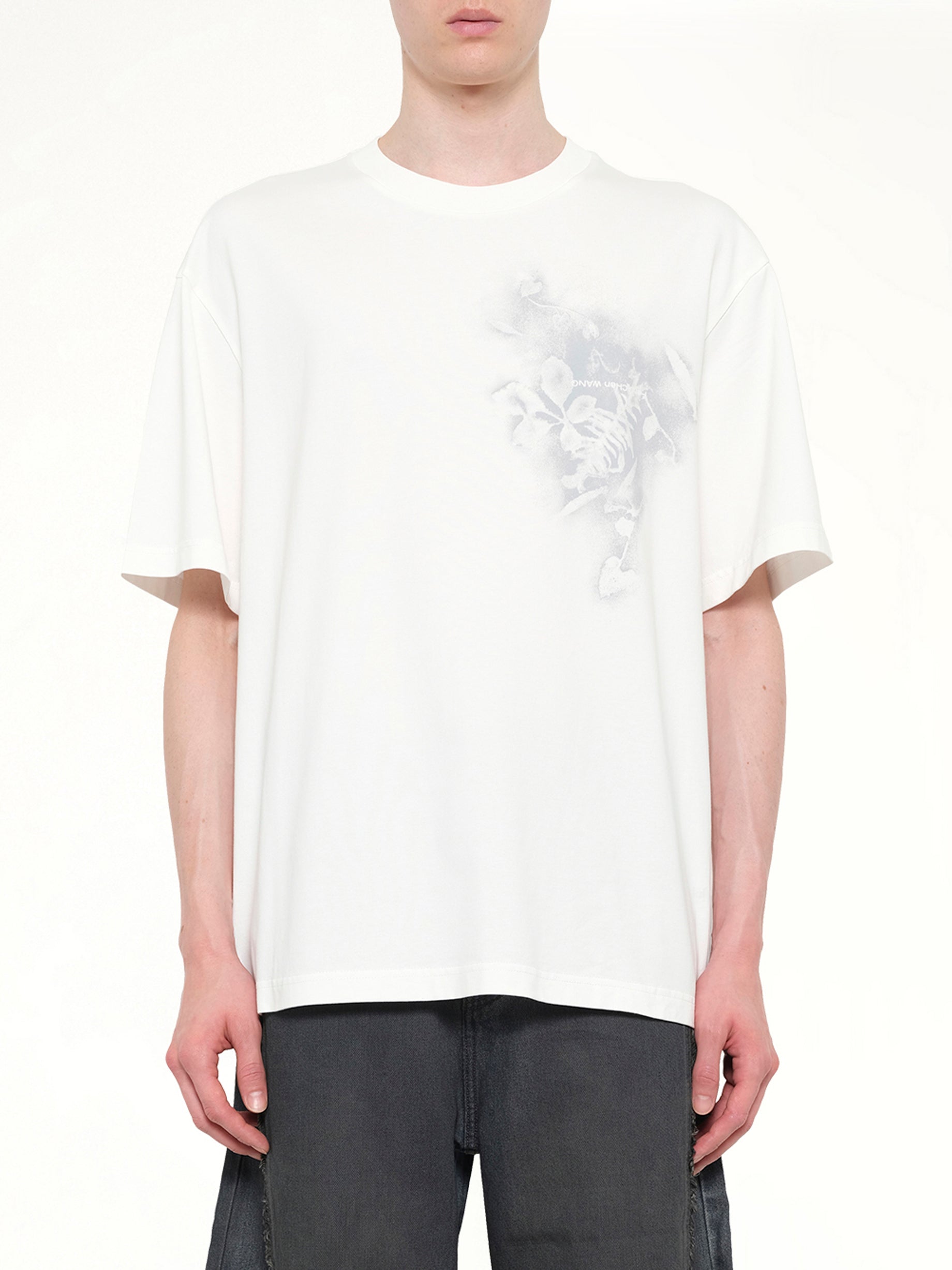 Spray Painted Plants Dye T-Shirt in White
