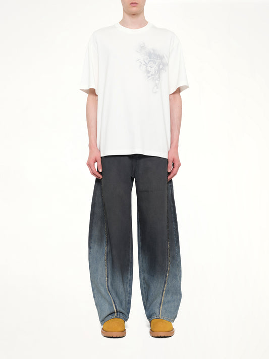 Spray Painted Plants Dye T-Shirt in White