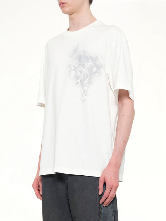Spray Painted Plants Dye T-Shirt in White
