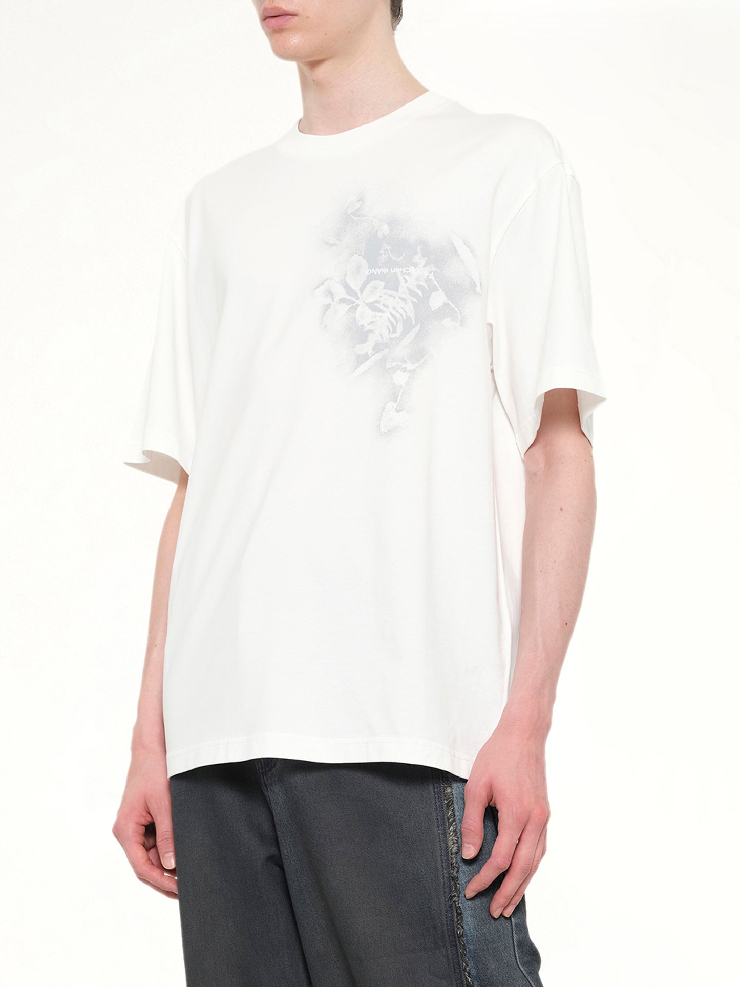 Spray Painted Plants Dye T-Shirt in White