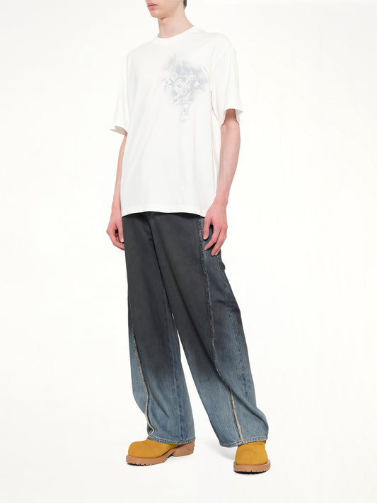 Spray Painted Plants Dye T-Shirt in White