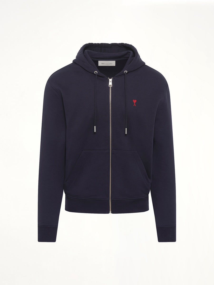 Ami De Coeur Zip Hoodie in Navy/Red