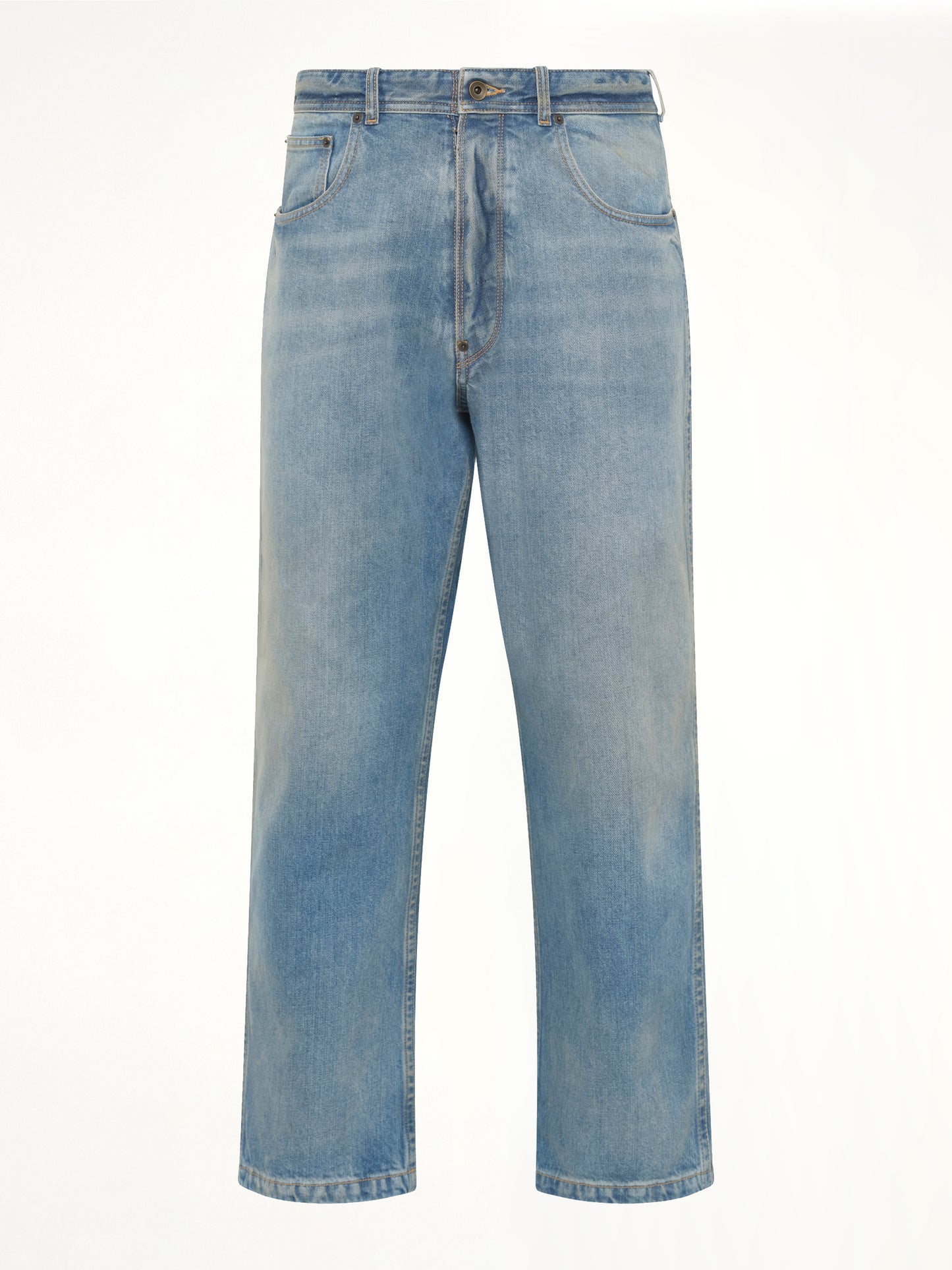 Cropped Denim Jeans in Washed Blue