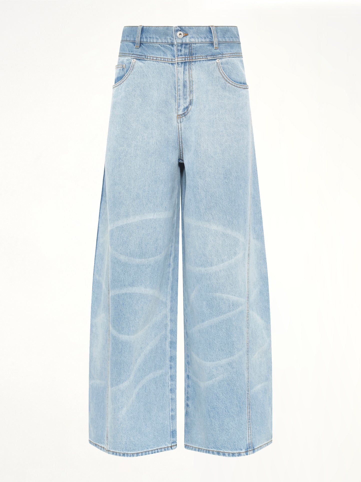 Wide Leg Denim Trousers in Blue