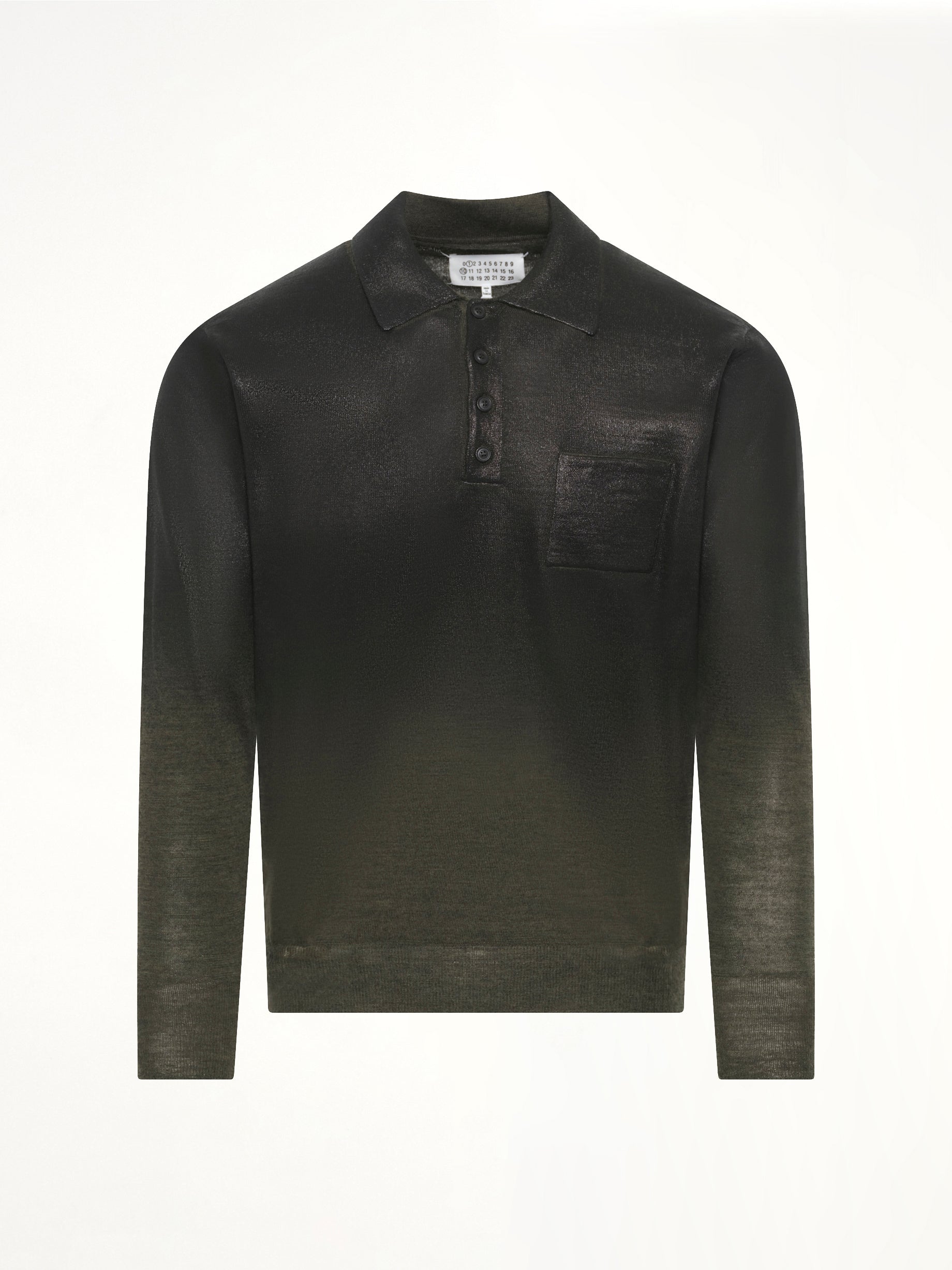 MAISON MARGIELA , Coated Knit Polo in Green/Black Product Photo from MARAIS