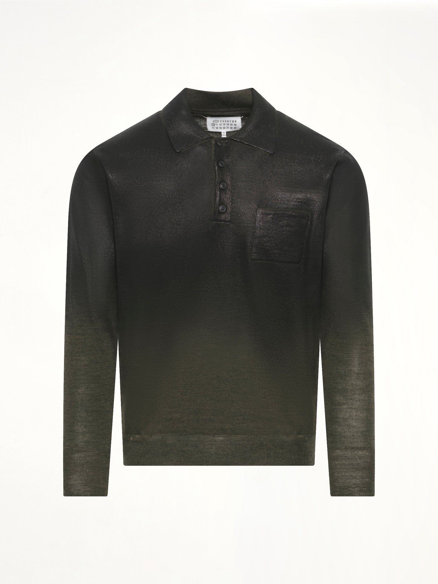 Coated Knit Polo in Green/Black