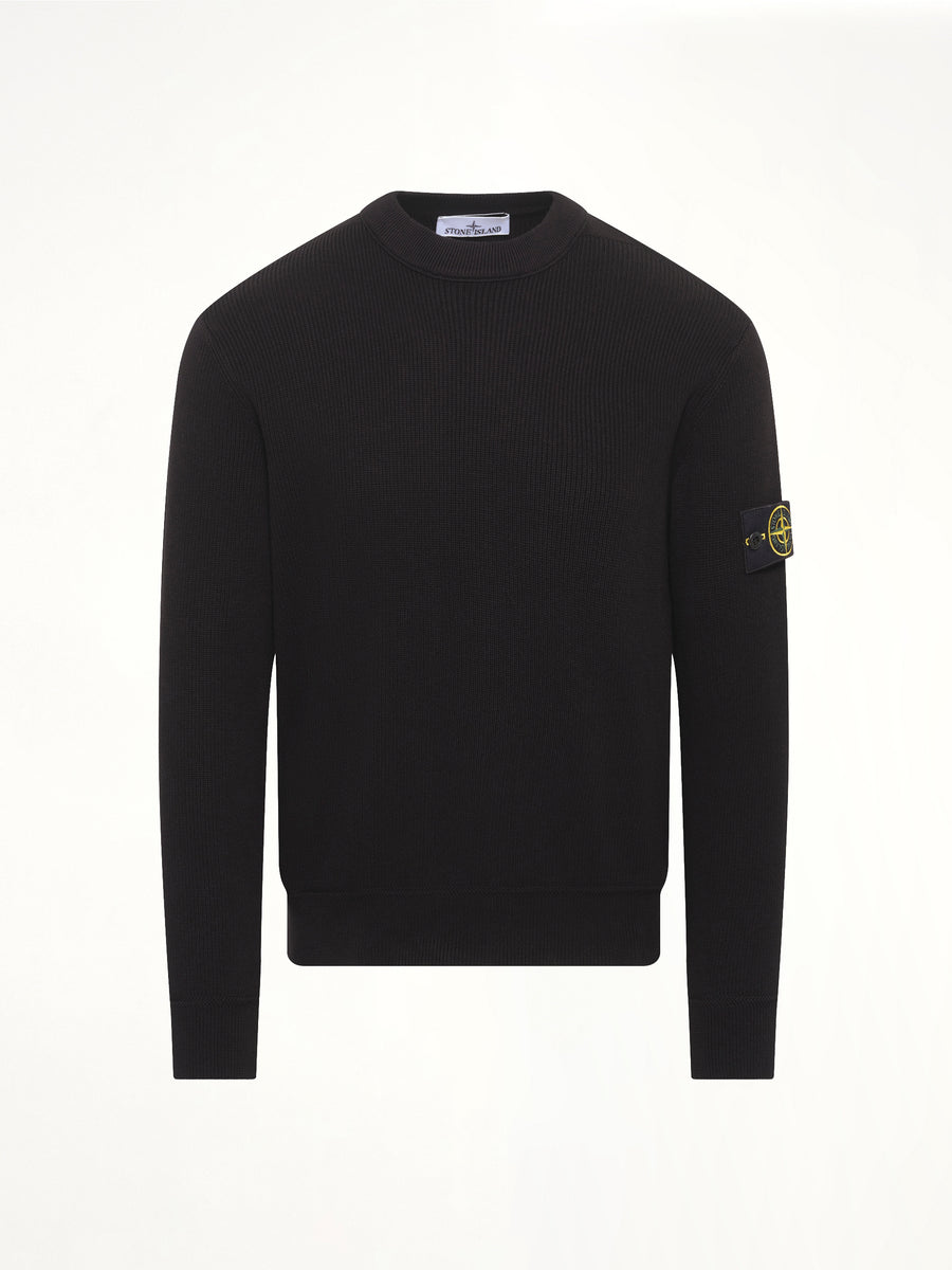 5100154 Ribbed Cotton Crewneck Sweater in Black