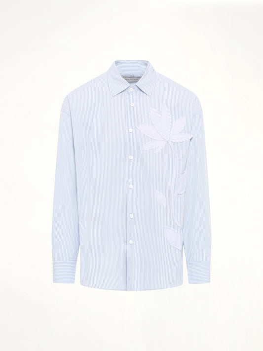 Plants Patched Shirt in Blue Stripe