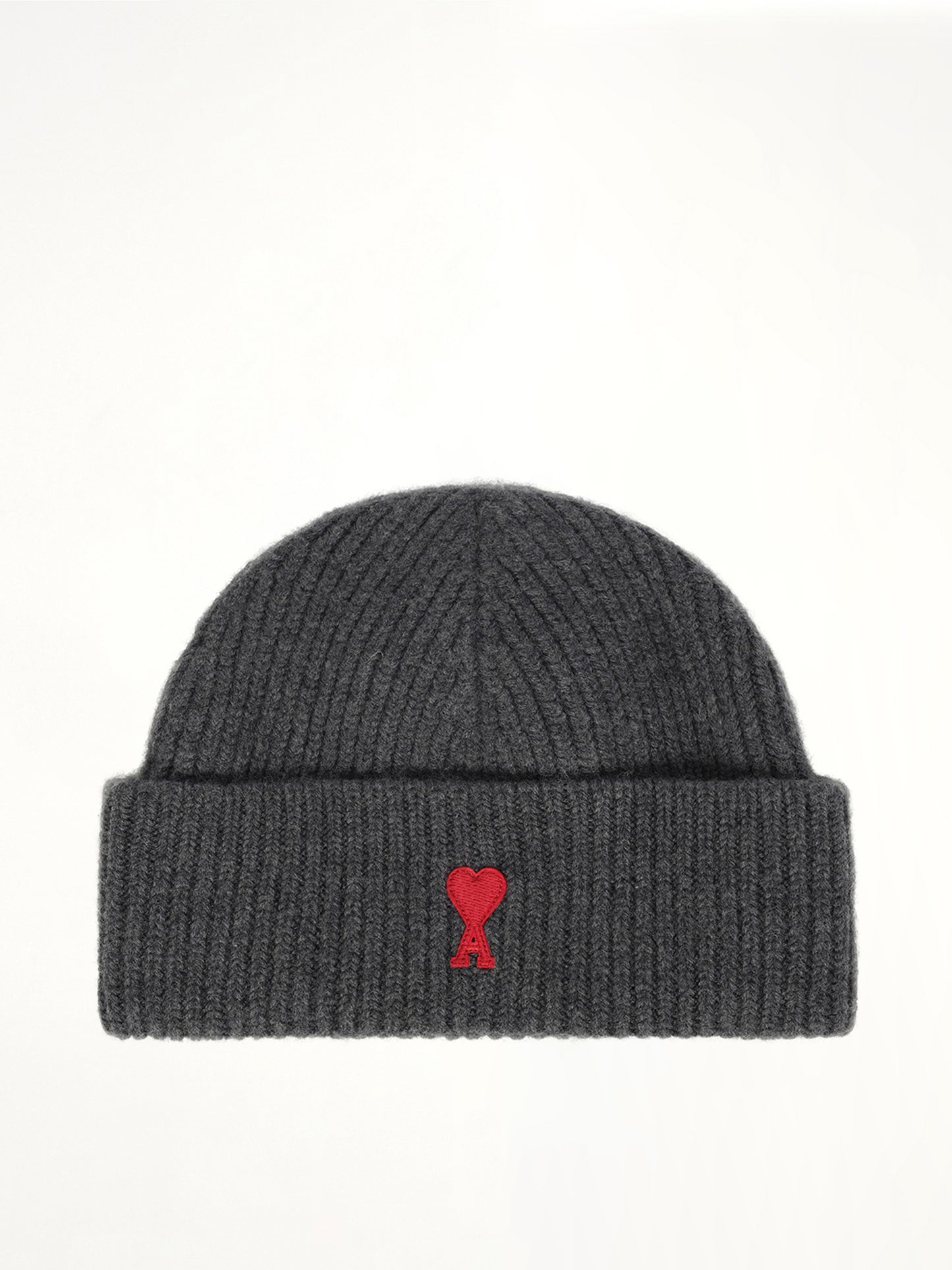 Beanie With Contrasted Ami De Coeur in Grey