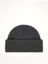 Beanie With Contrasted Ami De Coeur in Grey