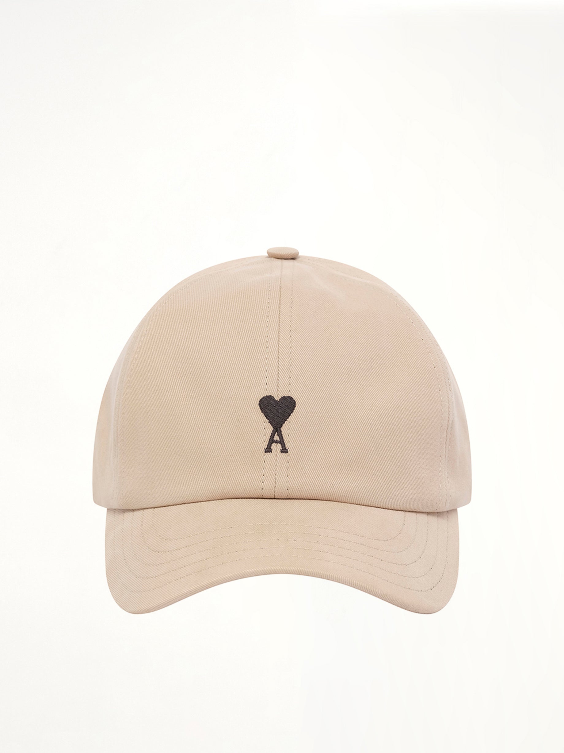 Red Ami De Coeur Embroidery Cap in Beige Taupe