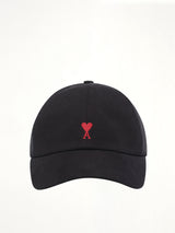 Red Ami De Coeur Embroidery Cap in Black