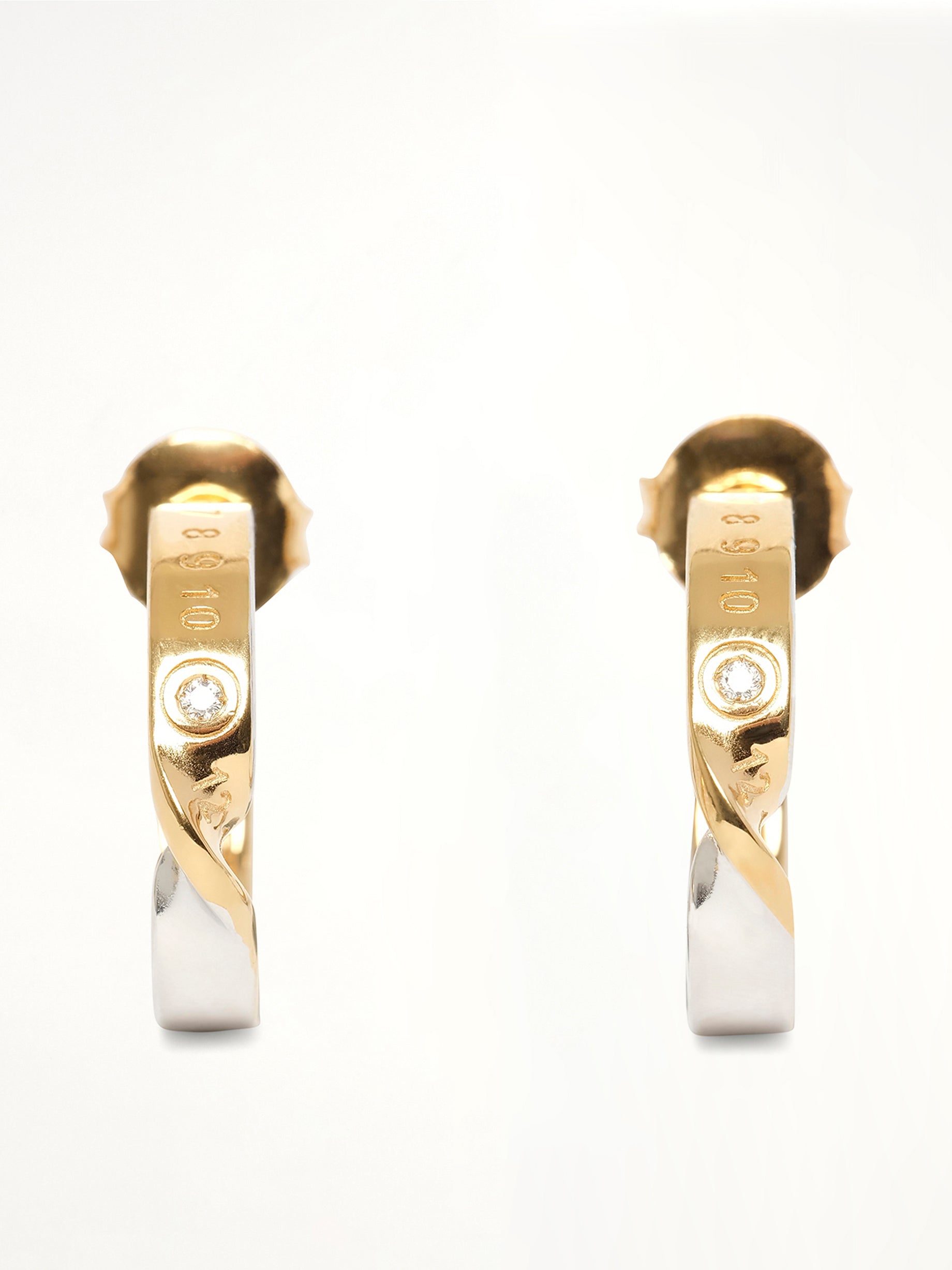 Lab-Grown Diamond Numbers Earrings 4mm in Gold Coated Silver