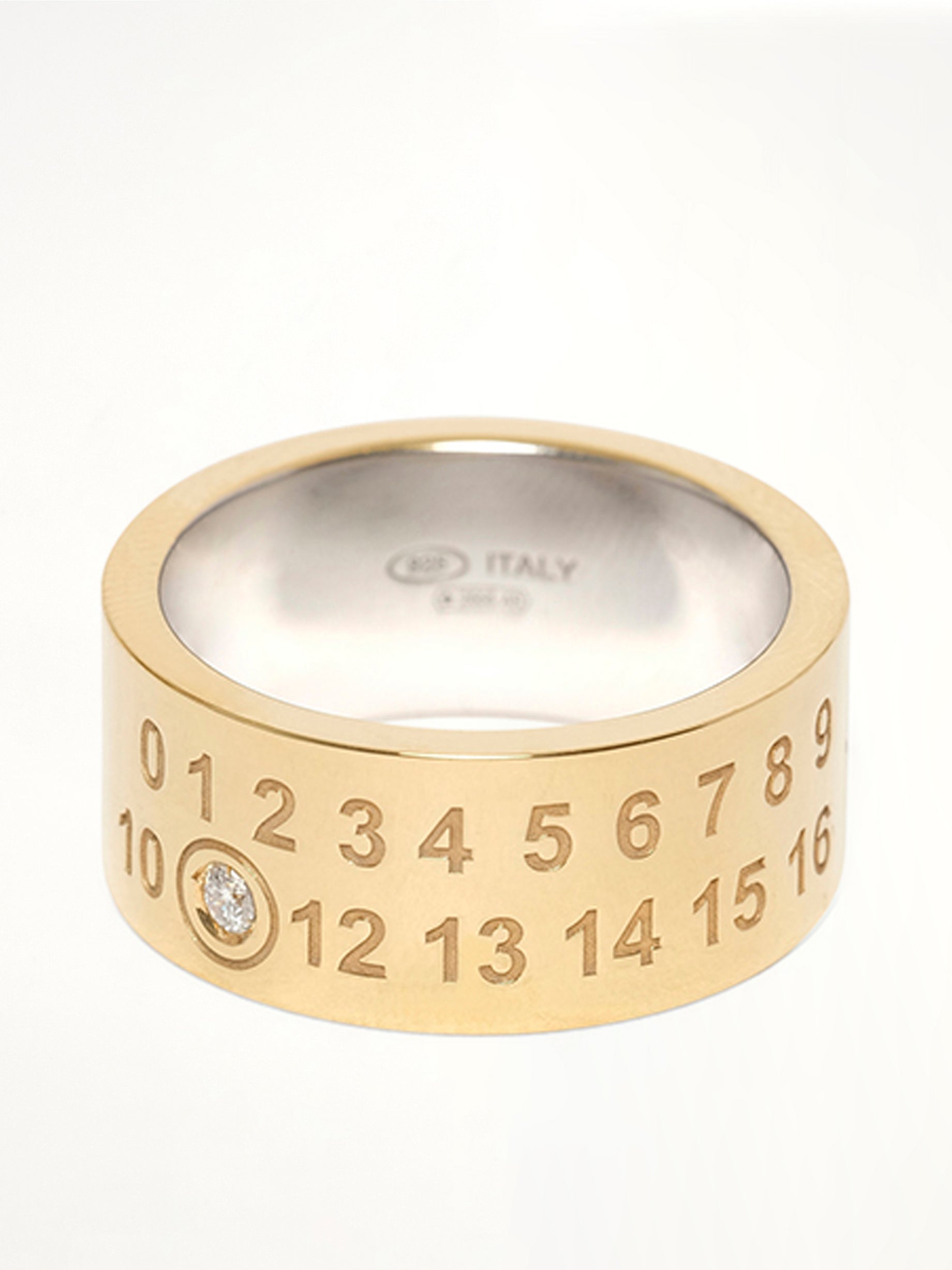 Lab-Grown Diamond Number Ring 10mm in Gold Coated Silver