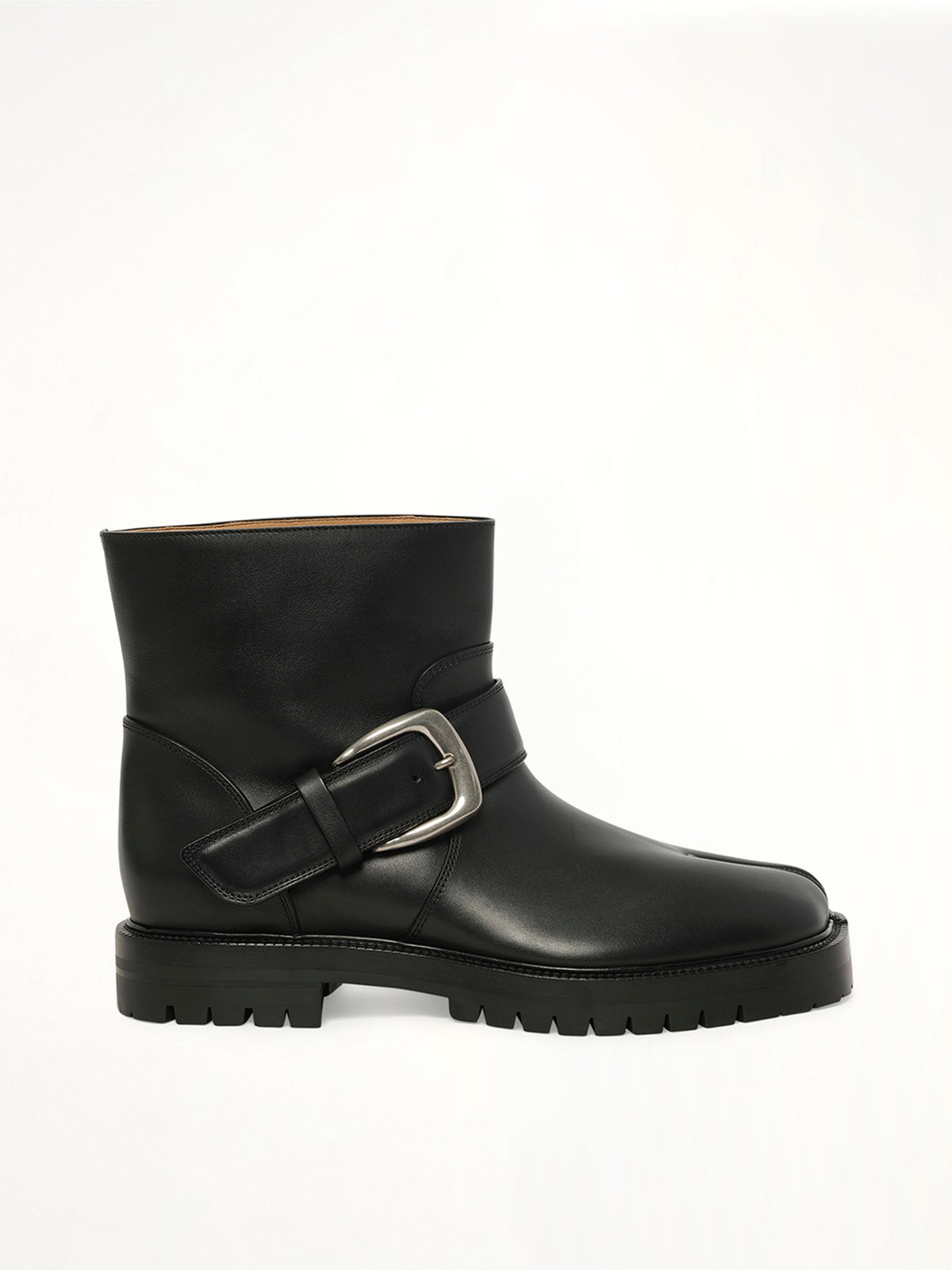Tabi County Buckle Ankle Boots in Black Side View | MAISON MARGIELA