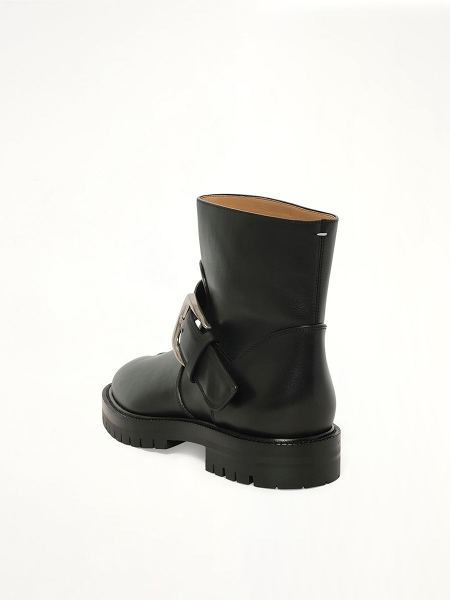 Tabi County Buckle Ankle Boots in Black Back View | MAISON MARGIELA