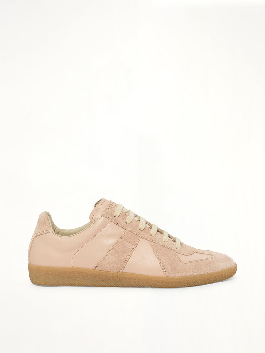 Replica Leather Sneaker in Almond Peach Side View | MAISON MARGIELA
