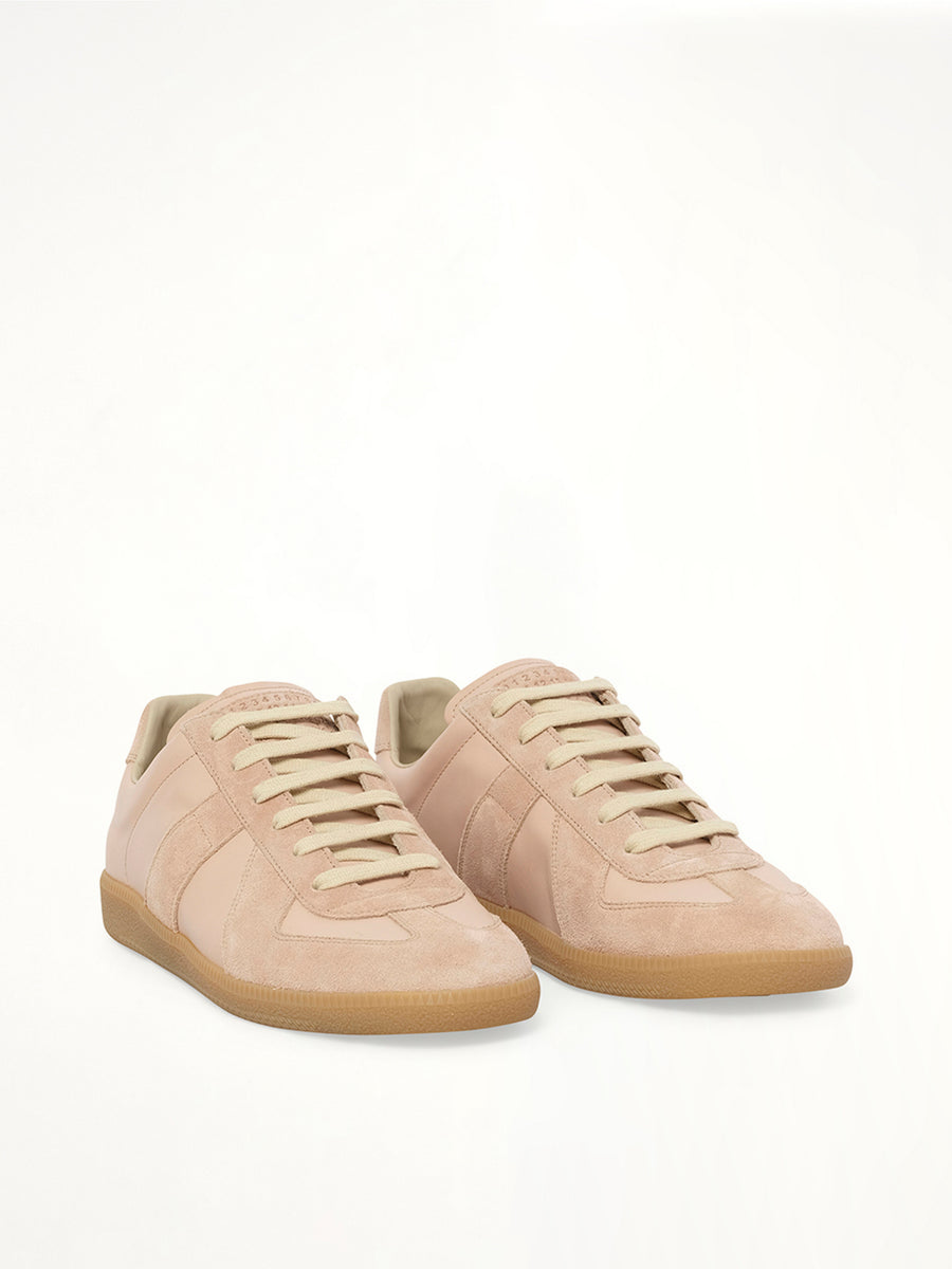 Replica Leather Sneaker in Almond Peach Front View | MAISON MARGIELA